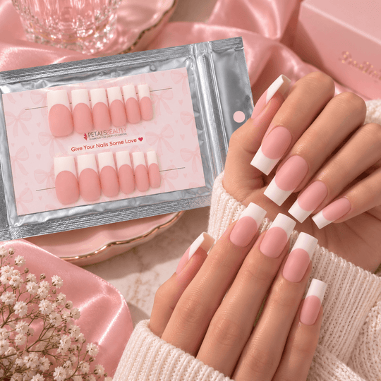 Matte Pink French Tip Press-On Nails