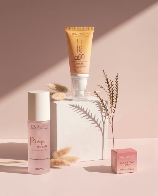 Quick-ready bundle contents: Prime and Purifier, BB cream and a Blush and Glow duo