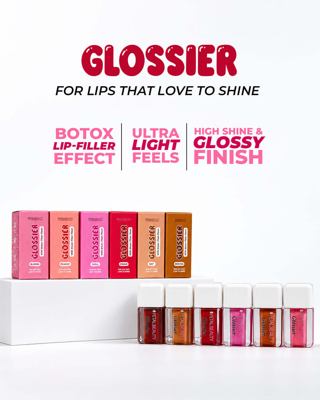 GLOSSIER non-sticky lip gloss by Petals Beauty for juicy, glossy lips