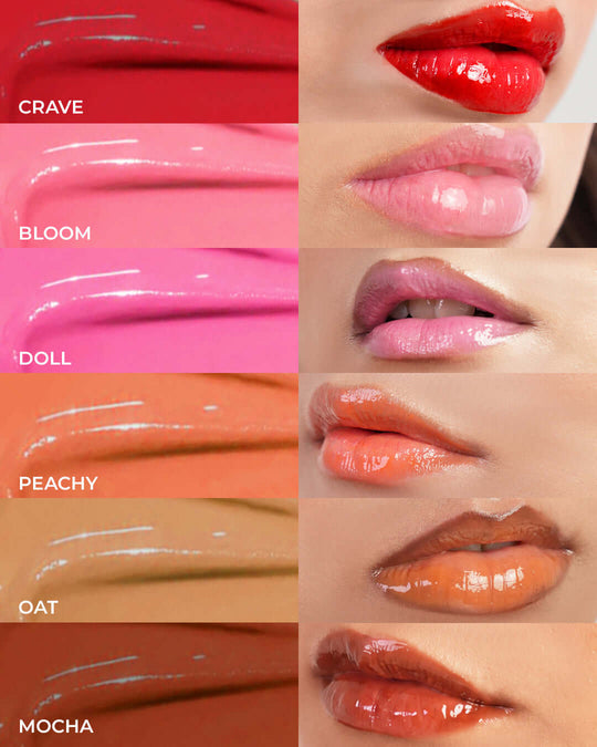 GLOSSIER hydrating lip gloss shades by Petals Beauty