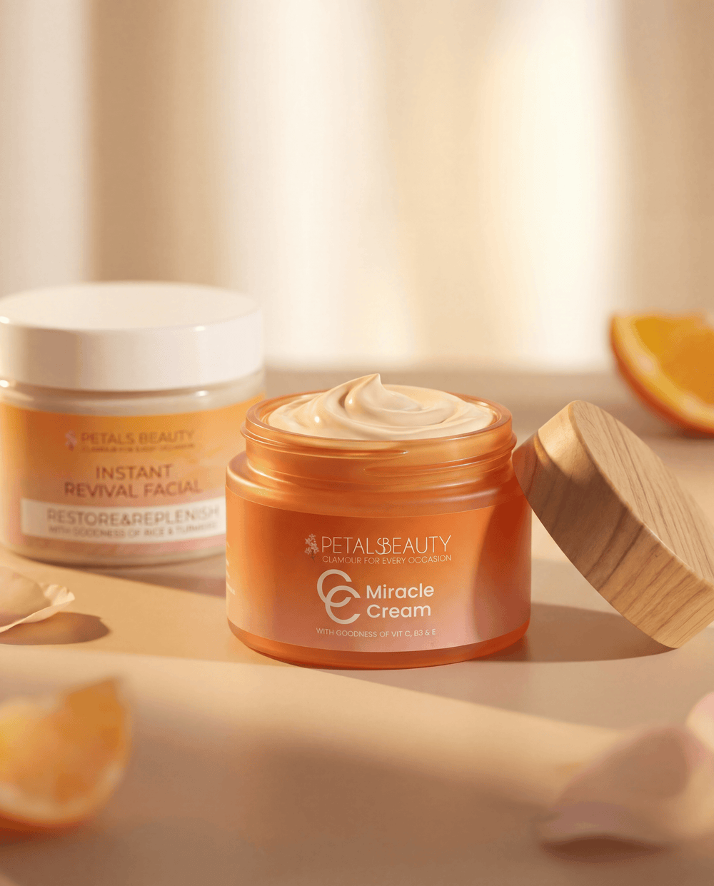 Glow Renewal Bundle: Miracle C Cream and Instant Revival Facial jars