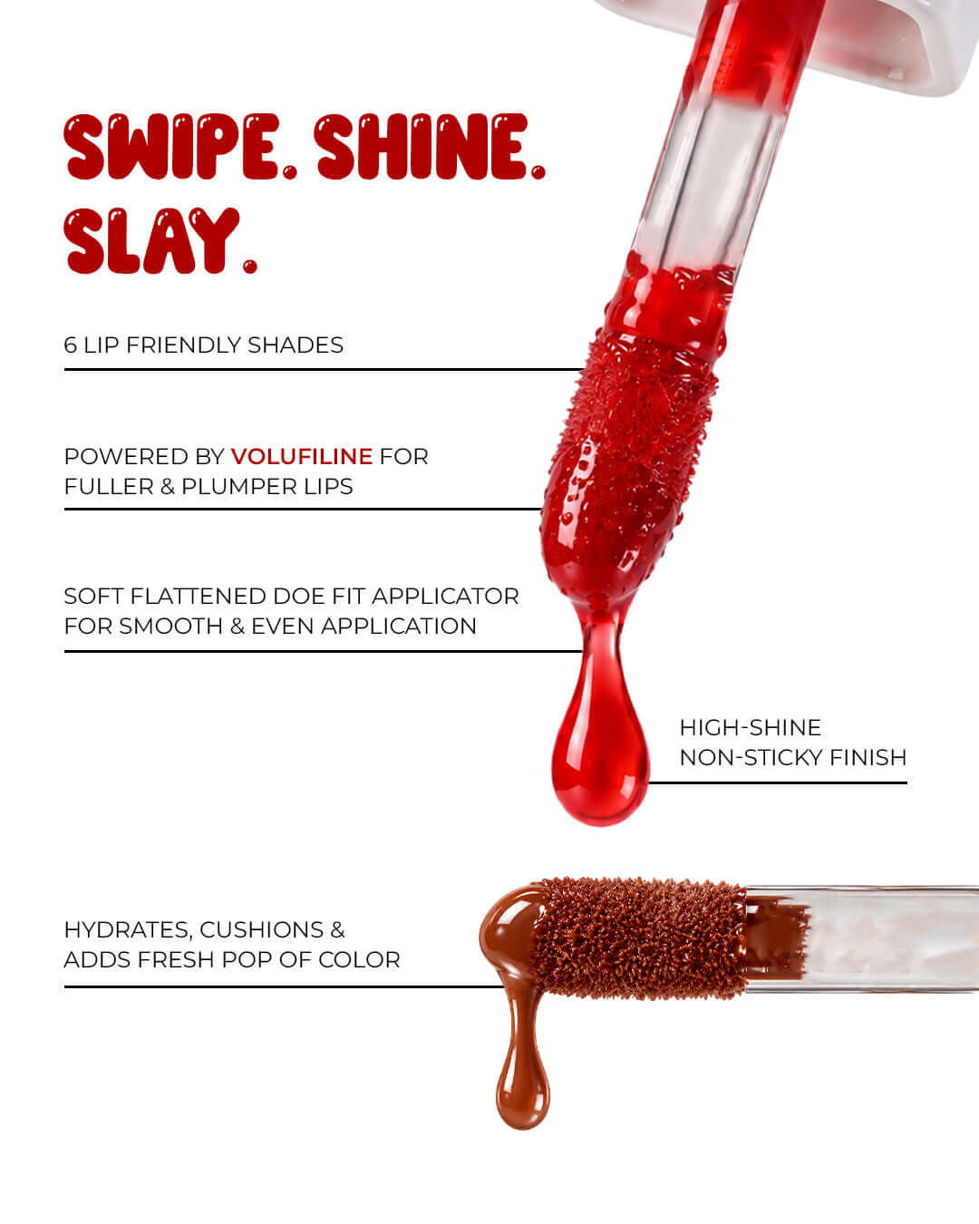 GLOSSIER lip gloss with Volufiline for fuller-looking, plumper lips