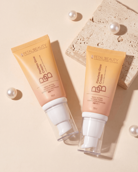 Two tubes of Flawless Glow BB Cream shown with packaging