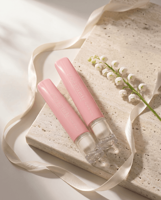 Two Perfect Pout lip glosses from the two-gloss bundle by Petals Beauty