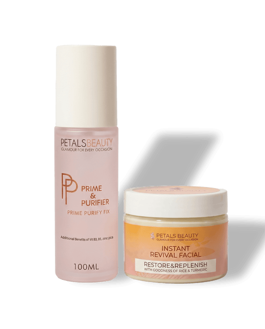 Glow Revival Bundle with Instant Revival Facial, Prime and Purifier and a free blending sponge