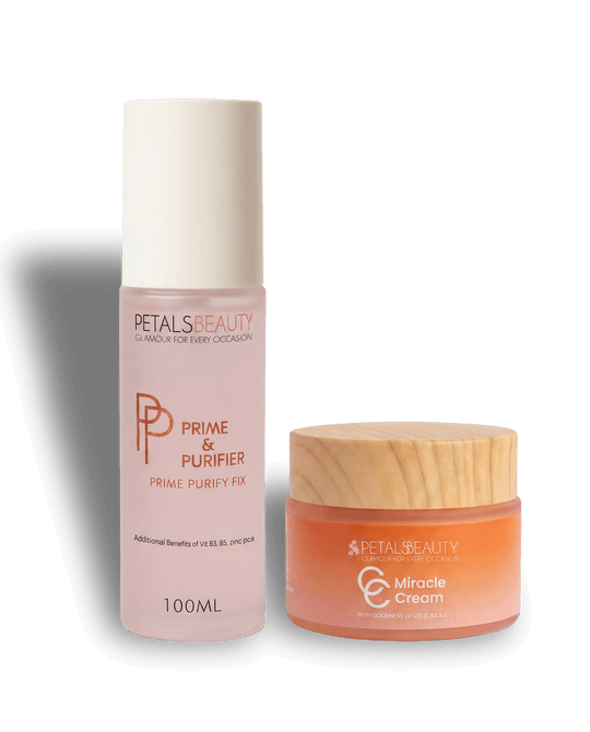 Vitamins Boost Bundle with Miracle C Cream and Prime and Purifier by Petals Beauty