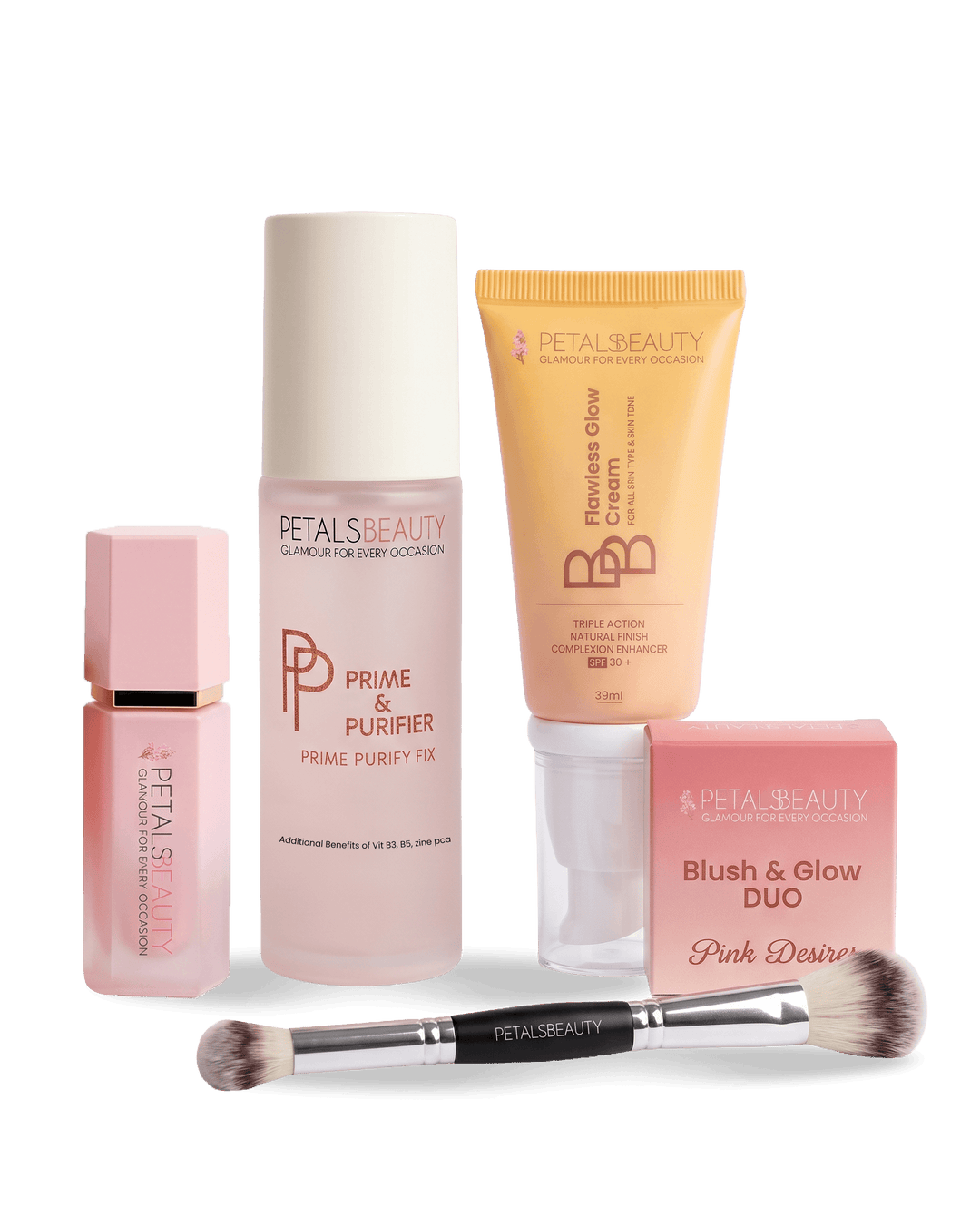 Go and Glow bundle with BB cream, Prime and Purifier, liquid blush, Blush and Glow duo and brush