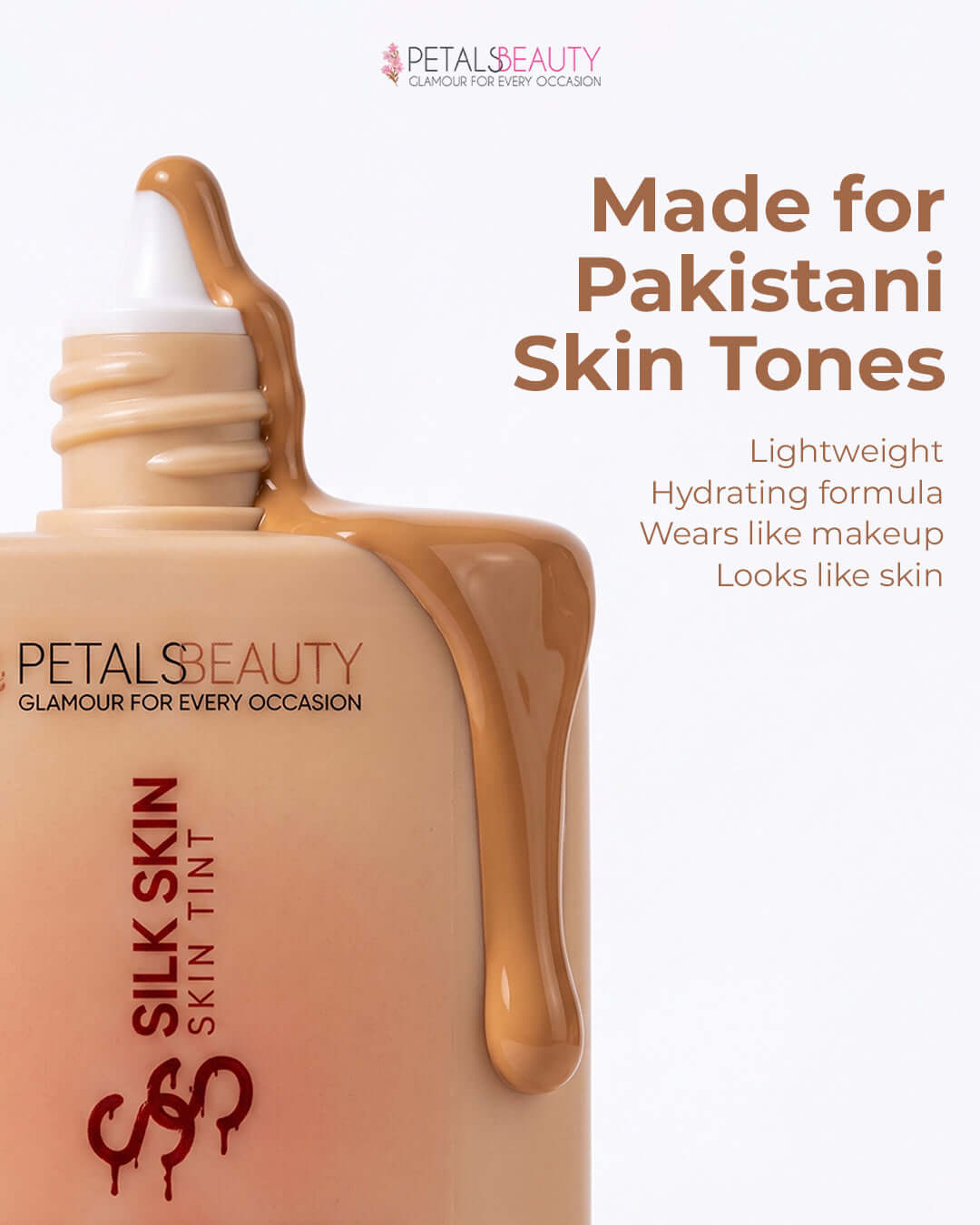 Silk Skin Skin Tint by Petals Beauty, a featherlight buildable tinted base