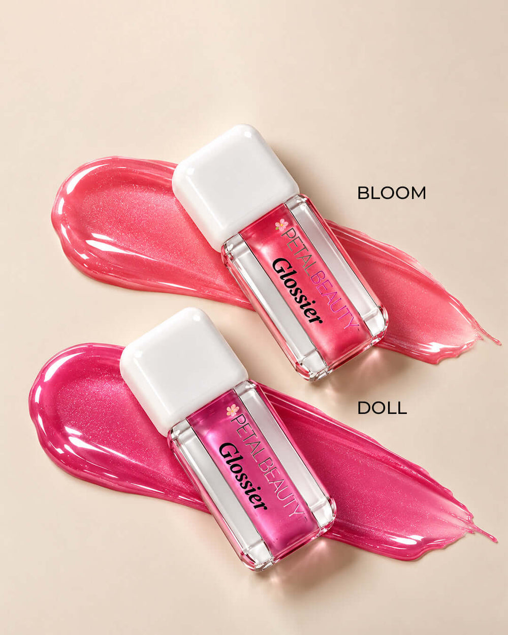 Two GLOSSIER lip glosses from the Petals Beauty Glossier Duo Bundle