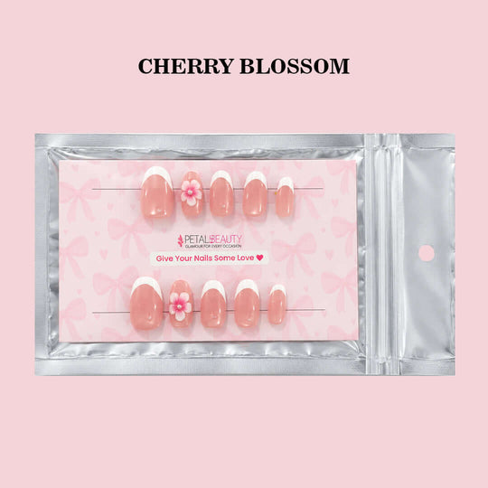 Petals Beauty press-on nails in Cherry Blossom design