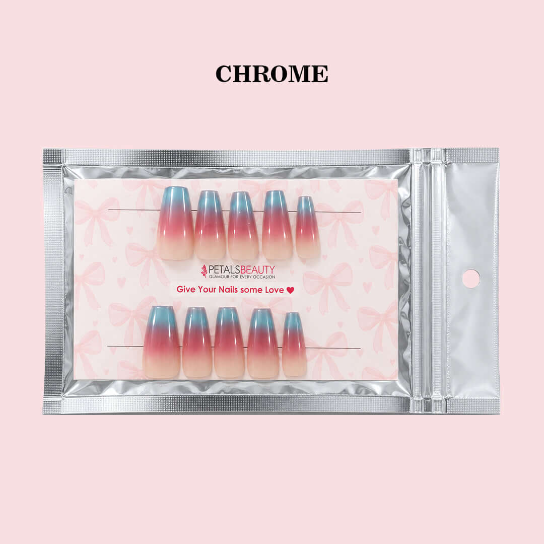 Petals Beauty press-on nails in Chrome design