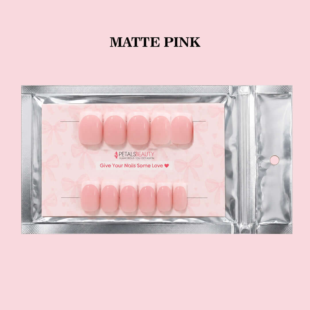 Petals Beauty press-on nails in Matte Pink design