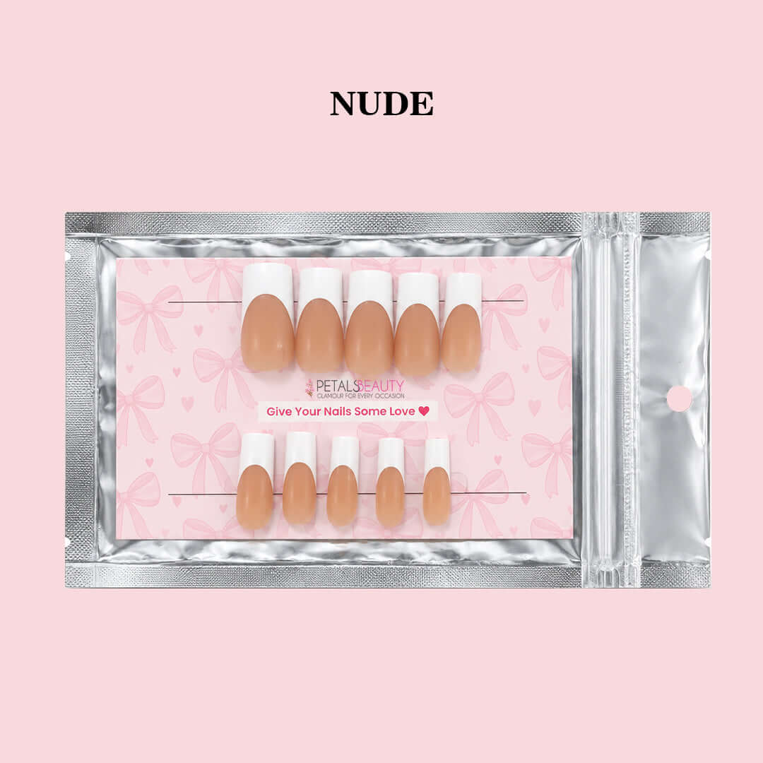 Petals Beauty press-on nails in Nude design
