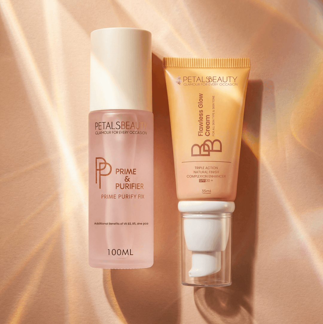 Prime and Protect bundle: Flawless Glow BB cream beside the Prime and Purifier primer