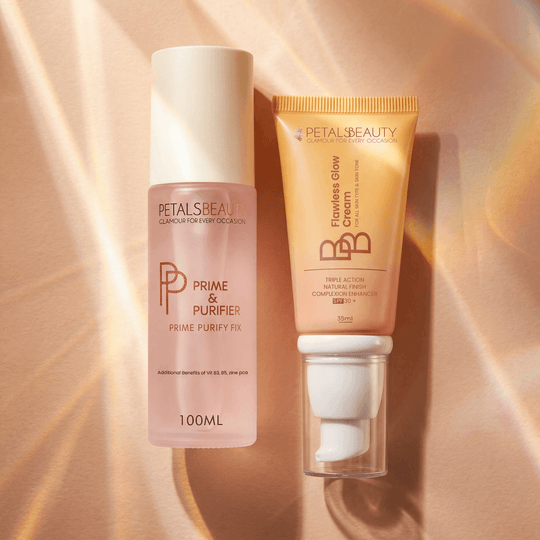 Prime and Protect bundle: Flawless Glow BB cream beside the Prime and Purifier primer