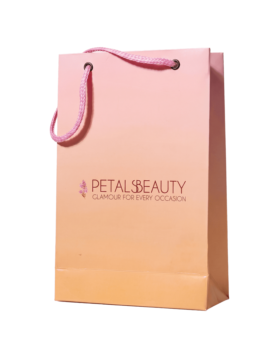 The Petals Beauty branded shopping bag on a plain background