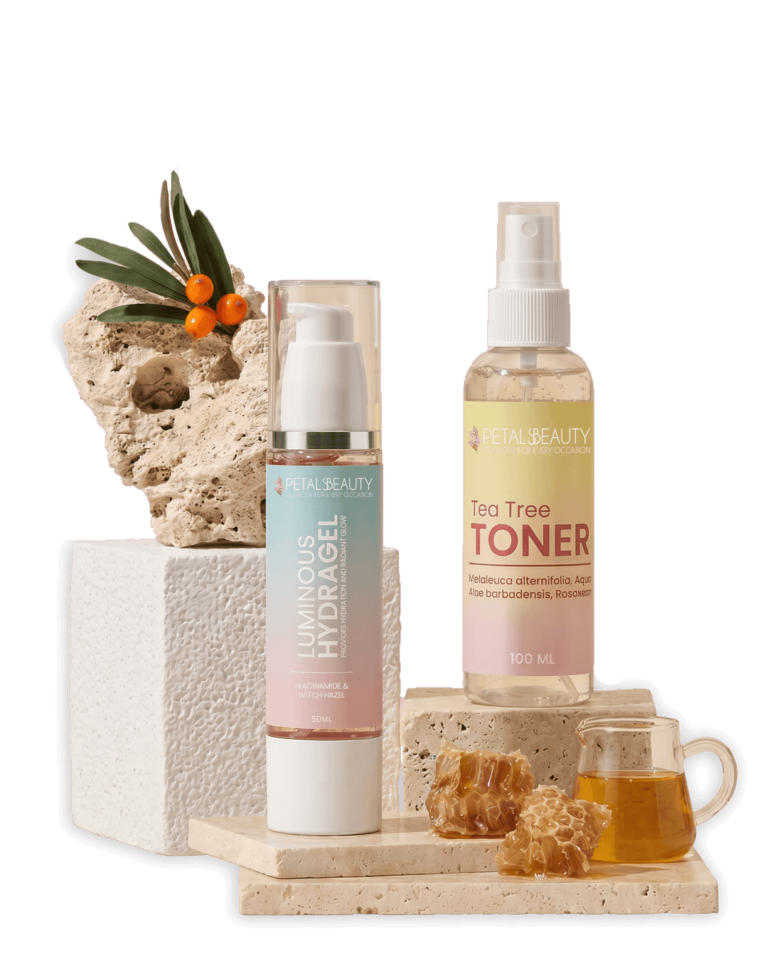 Anti-Acne Bundle with Tea Tree Toner and Luminous HydraGel by Petals Beauty